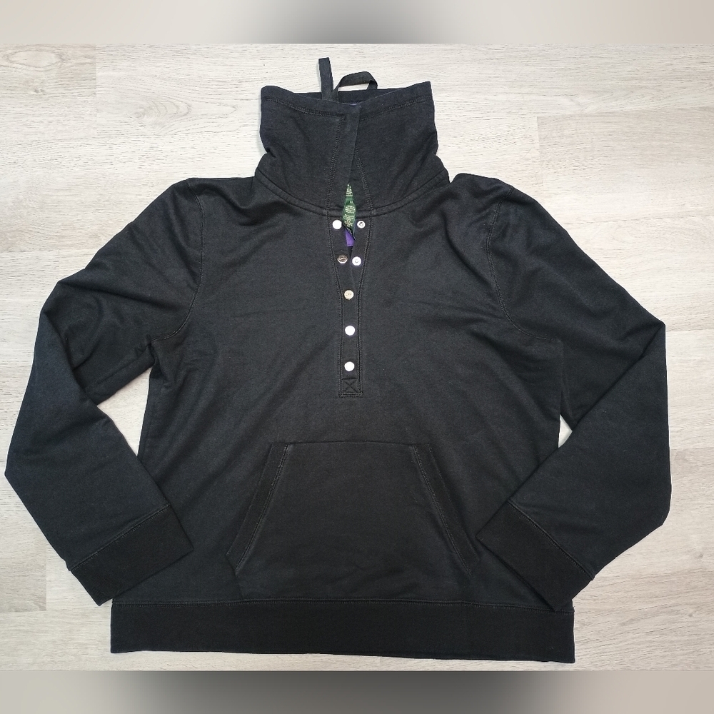 Lauren Ralph Lauren vintage active black pullover sweater shirt button size XL